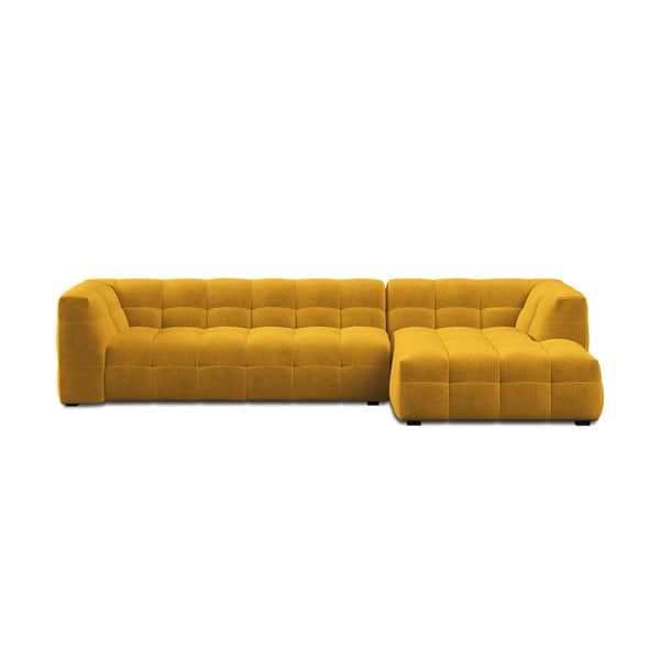 Dzeltens samta stūra dīvāns Windsor & Co Sofas Vesta, labais stūris