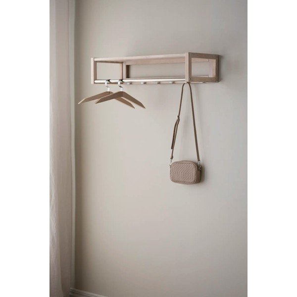 Dabīga toņa ozola masīvkoka sienas pakaramais ar plauktu Confetti – Rowico-image-1