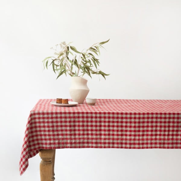 Lina galdauts 140x250 cm Red Gingham – Linen Tales