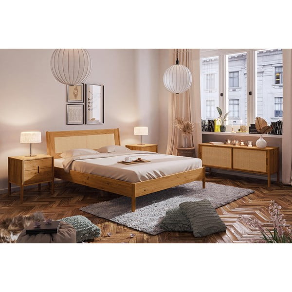 Dabīga toņa vienvietīga gulta no ozolkoka 90x200 cm Pola – The Beds-image-3