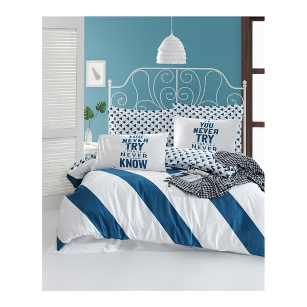 Ranforce kokvilnas palagi divguļamai gultai Mijolnir Erona Blue, 160 x 220 cm