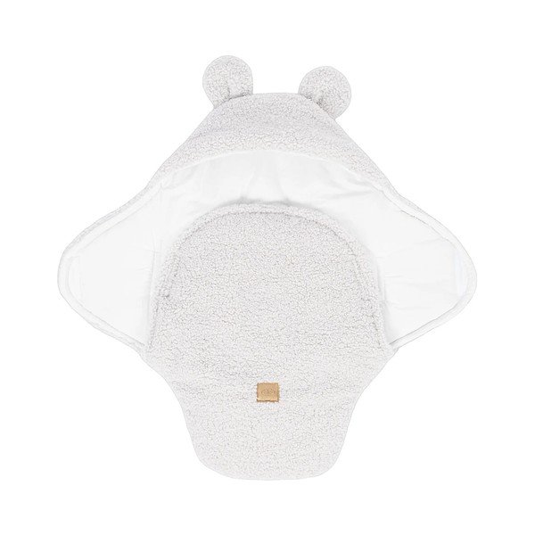 Ziloņkaula krāsas bērnu ietinamā sedziņa no Sherpa flīsa 45x80 cm – Meowbaby-image-2