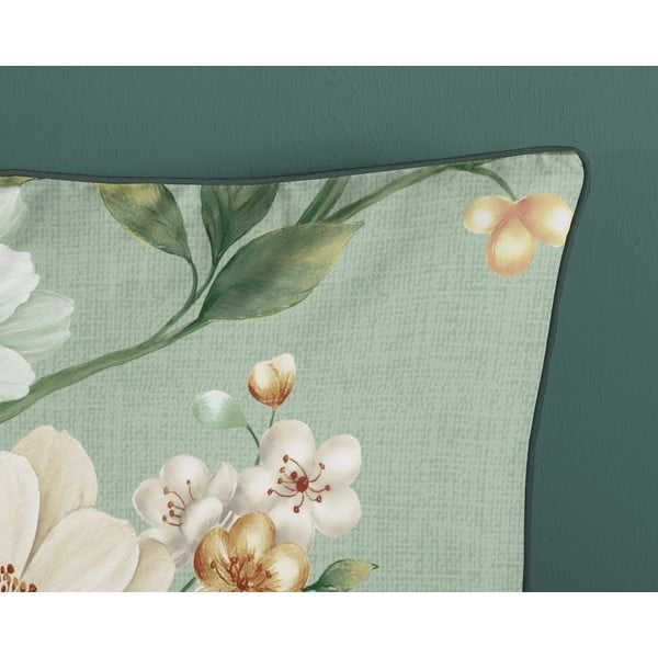 Zaļa divguļamā gultas veļa no kokvilnas satīna 200x220 cm Sizena – Descanso-image-3