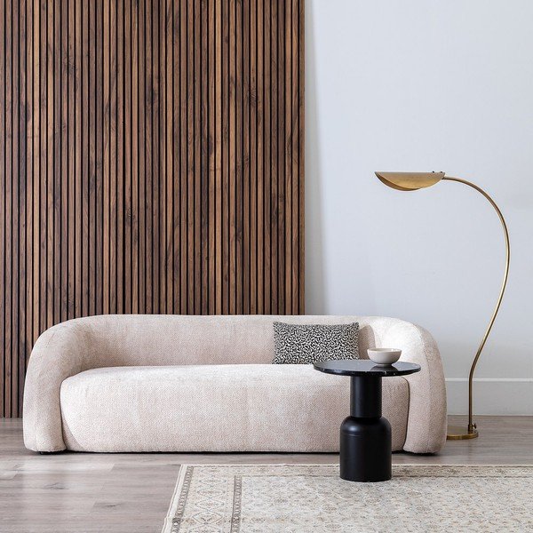 Bēšs dīvāns no šenila auduma 200 cm Minimal – Ixia-image-1