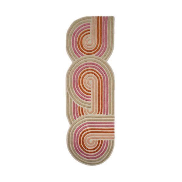 Rozā ar rokām darināts vilnas celiņa paklājs 80x300 cm Spiral Shaped  – Flair Rugs