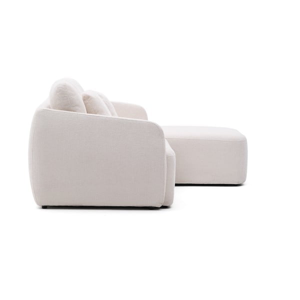 Krēmkrāsas salokāms stūra dīvāns no šenila auduma (ar labo stūri/ar zvilni) Laira – Kave Home-image-3