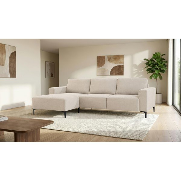 Bēšs stūra dīvāns no šenila auduma (ar kreiso stūri/ar zvilni) Fabian – Scandic-image-1