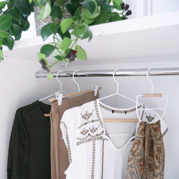 2 baltu apģērbu pakaramo komplekts ar koka detaļu Compactor Frosted-image-1