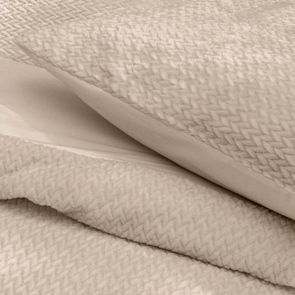 Bēša divguļamā/īpaši gara trīsdaļīga flaneļa gultas veļa 240x220 cm Flanela – douceur d'intérieur-image-2