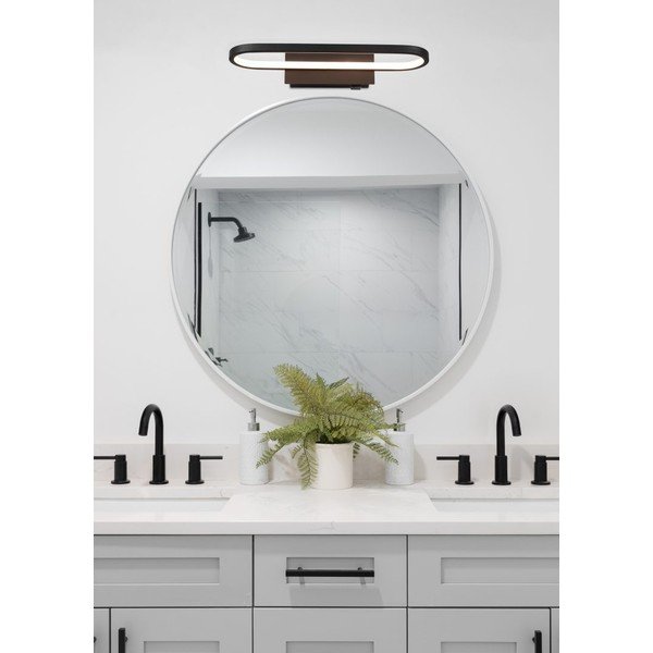 Matēts melns LED sienas gaismeklis (garums 40 cm) Gianni – Trio-image-1