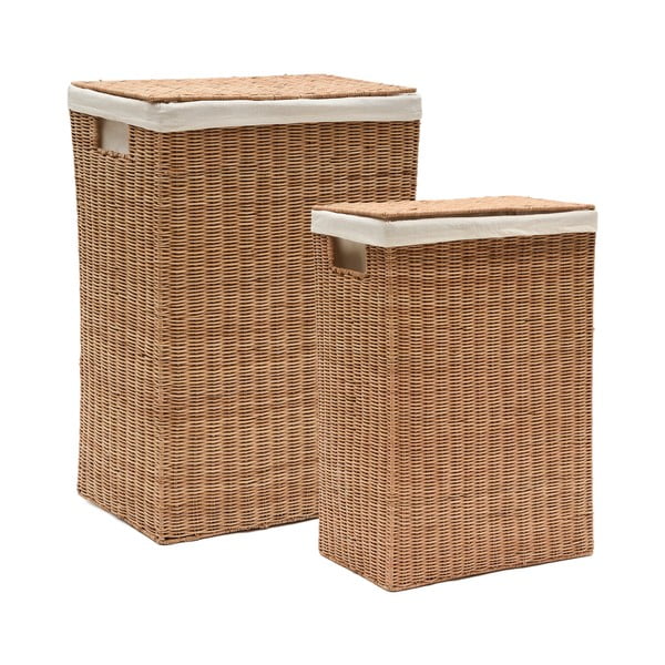 Dabīga toņa rotangpalmas veļas grozi (2 gab.) Indali – Kave Home