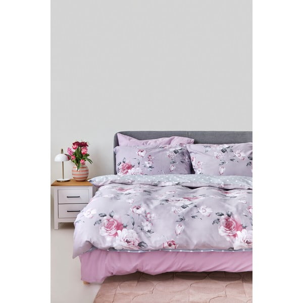 Pelēka divguļamā kokvilnas gultasveļa Bonami Selection Belle, 200 x 220 cm-image-3