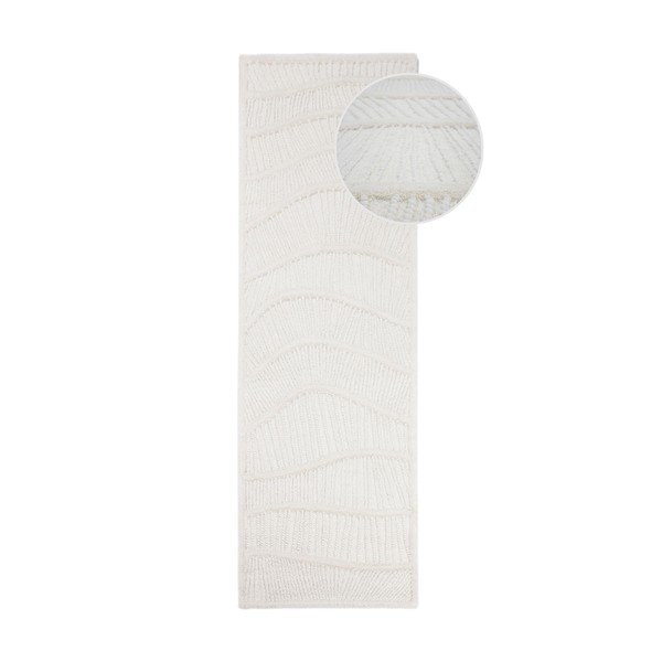 Balts ar rokām darināts celiņa paklājs no vilnas maisījuma 80x230 cm Sculptured Wave – Flair Rugs