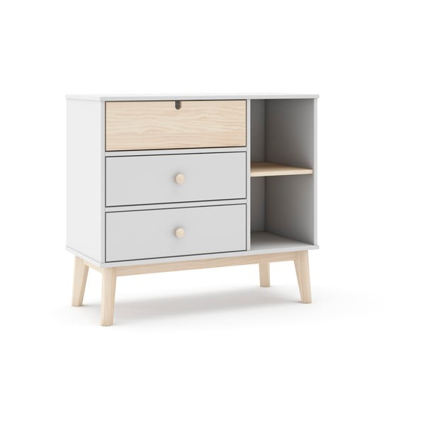 Balta zema bērnu kumode 90x40 cm Estefania – Marckeric-image-3