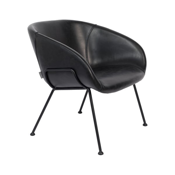 Melns mākslīgās ādas krēsls Zuiver Feston