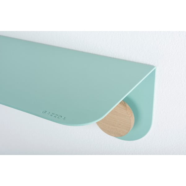 Sienas plaukts no zaļa tērauda ar ozolkoka detaļām un 2 āķiem Gazzda, garums 60 cm-image-3