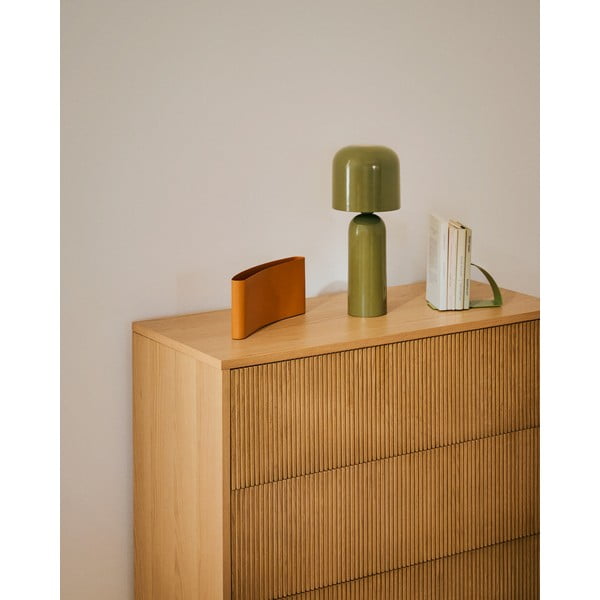 Dabīga toņa kumode ar ozolkoka imitāciju 90x79x50 cm Helvine – Kave Home-image-4