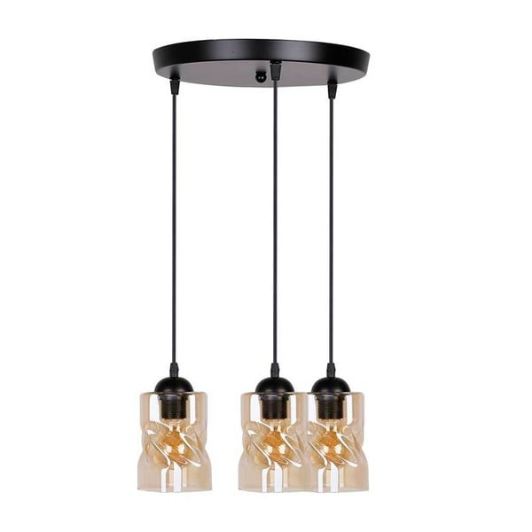 Melna piekaramā lampa ar stikla abažūru Felis – Candellux Lighting-image-3