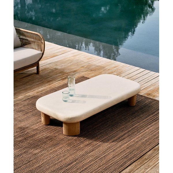 Dārza kafijas galdiņš ar betona galda virsmu 70x140 cm Labra – Kave Home-image-1