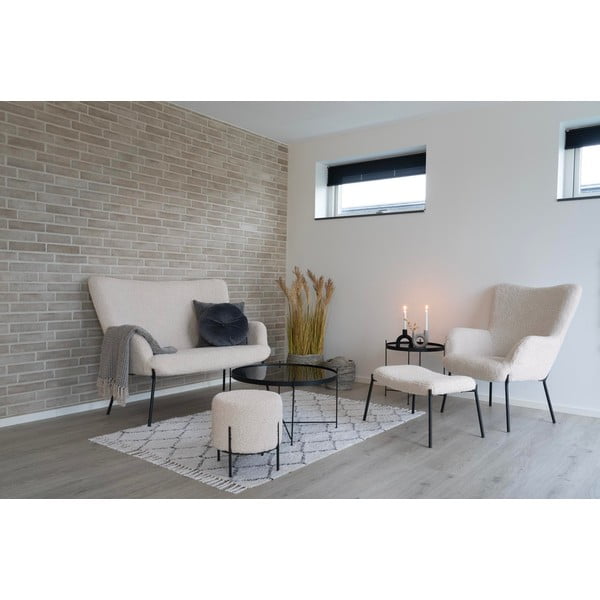 Krēmkrāsas pufs no mākslīgās kažokādas Alford – House Nordic-image-3