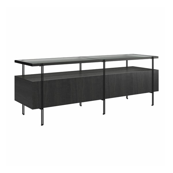 Melns TV galdiņš ar ozolkoka imitāciju 140x50 cm Wainwright – Queer Eye-image-4