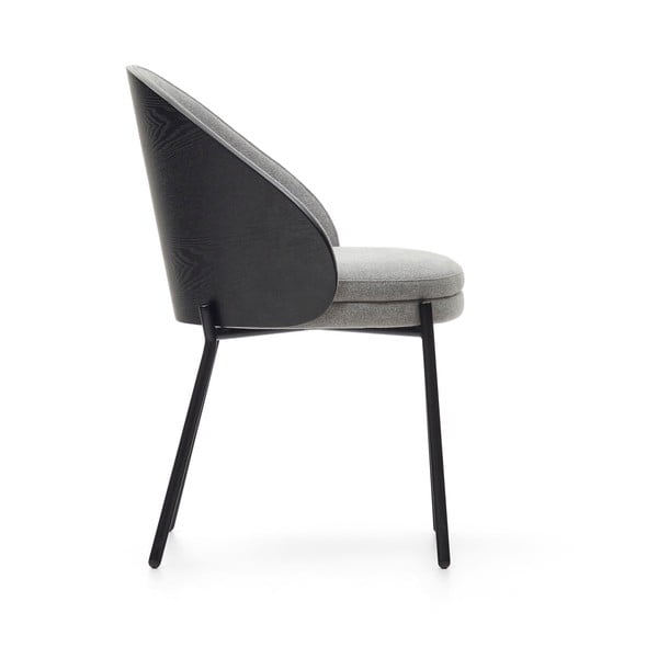 Melns/pelēks polsterēts ēdamistabas krēsls Eamy – Kave Home-image-3