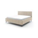 Bēša polsterēta divvietīga gulta ar veļas kasti un redelēm 180x200 cm Lizzano – Meise Möbel