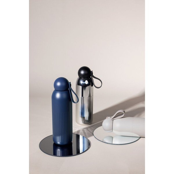 Sudraba krāsas nerūsējošā tērauda termopudele ar salmiņu 500 ml Tekla – Sagaform-image-1