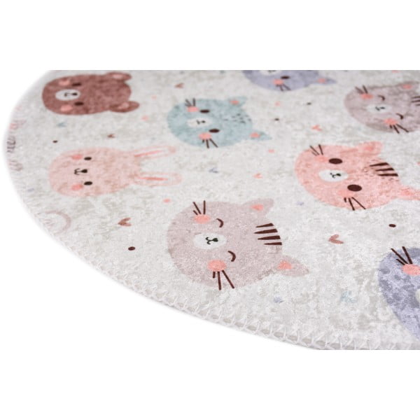 Ziloņkaula krāsas mazgājams bērnu paklājs ø120 cm Cute Animals – Vitaus-image-2