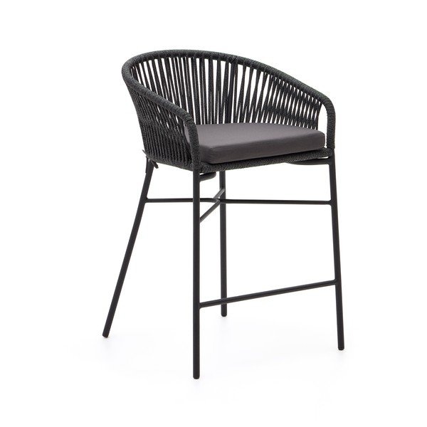 Melns metāla/polsterēts dārza bāra krēsls Yanet – Kave Home