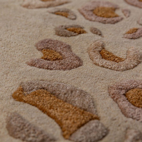 Dabīga toņa ar rokām darināts paklājs no vilnas maisījuma 140x200 cm Leopard Frame – Flair Rugs-image-2