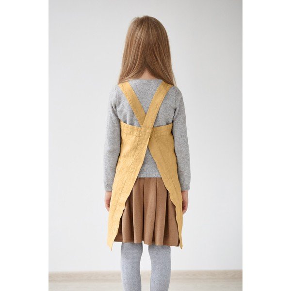 Dzeltens lina priekšauts bērniem Linen Tales Pinafore, 72 x 45 cm-image-1