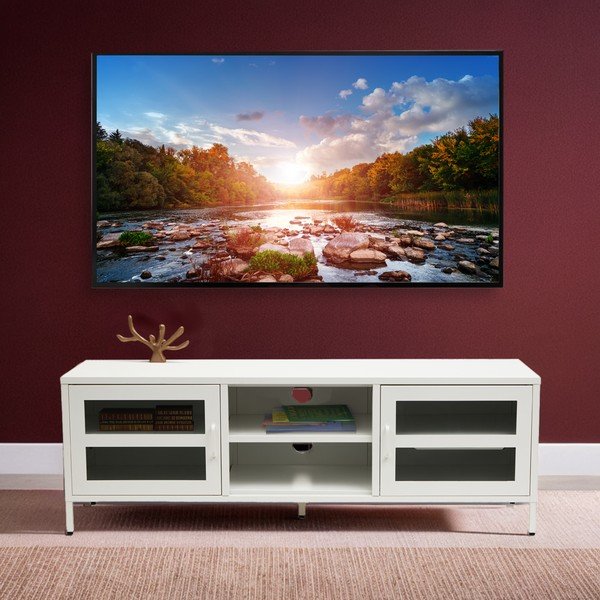 Balts tērauda TV galdiņš 150x50x45 cm Acier – Premier Housewares-image-4