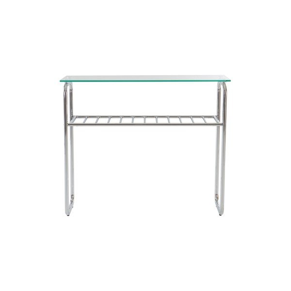 Spīdīgas sudraba krāsas konsoles galds ar stikla galda virsmu 32x100 cm Walle – Jotex-image-2