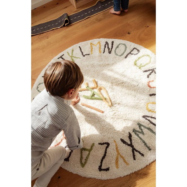 Krēmkrāsas kokvilnas bērnu rotaļu paklājs ø120 cm ABC Color and Letters – Lorena Canals-image-1