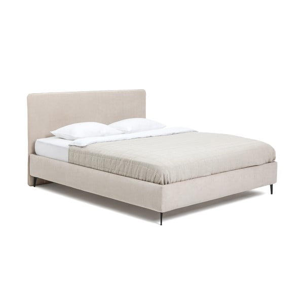 Bēša polsterēta divvietīga gulta ar matraci un redelēm 180x200 cm Noira Slim – Bonami Selection-image-3