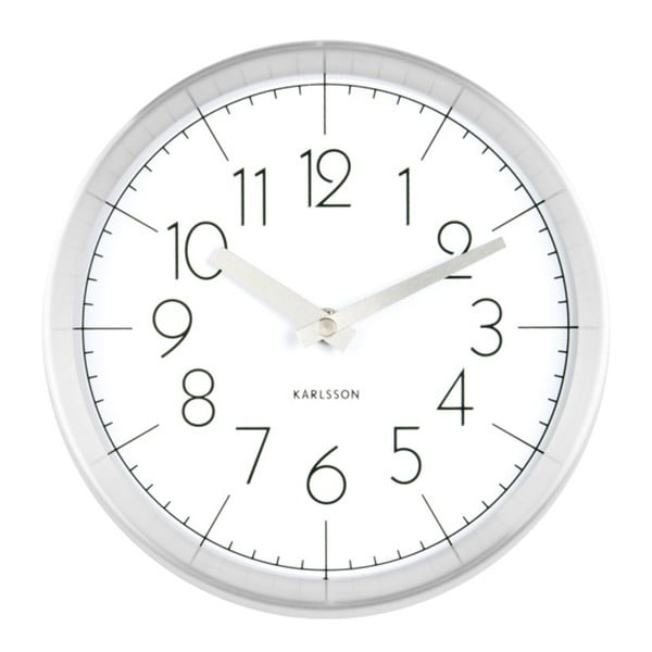 Balts sienas pulkstenis Karlsson Convex