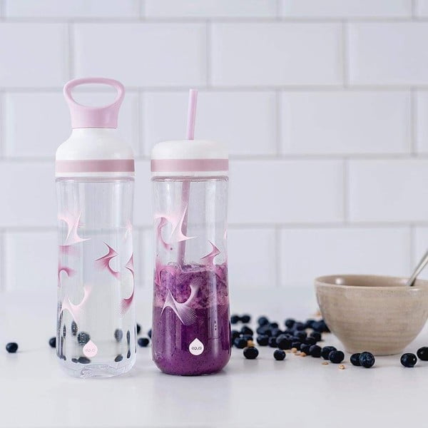 Purpursarkana ūdens pudele ar vāku un salmiņu Equa Flow Wave 2in1, 800 ml-image-1