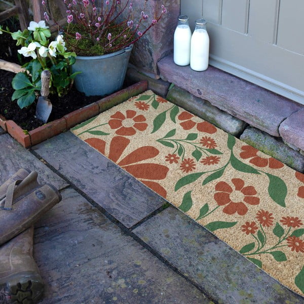 Kokosšķiedras kājslauķis 40x120 cm Red & Green Floral – Artsy Doormats-image-2
