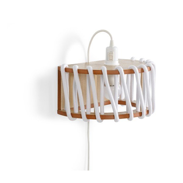 Balta sienas lampa ar koka konstrukciju EMKO Macaron, garums 30 cm-image-2