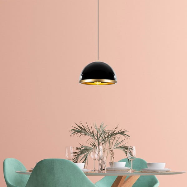 Melna/zelta krāsas piekaramā lampa ar metāla abažūru ø 30 cm Ferenci – Opviq lights-image-3