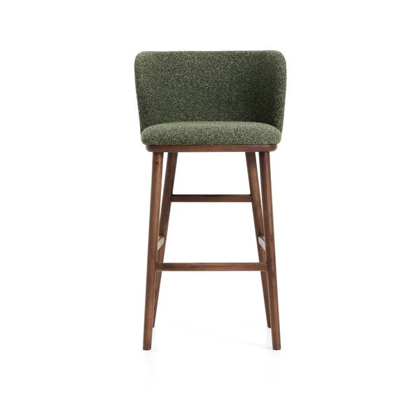 Tumši zaļš polsterēts bāra krēsls (sēdekļa augstums 75 cm) Ciselia – Kave Home-image-3