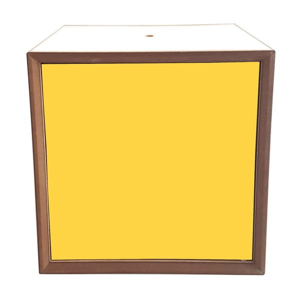 Plaukts ar baltu rāmi un dzeltenām durvīm Ragaba PIXEL, 40 x 40 cm