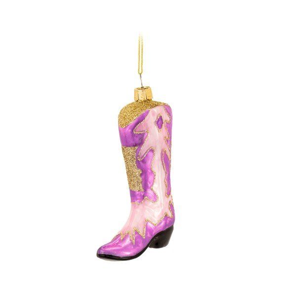 Stikla Ziemassvētku eglītes rotājums 7 cm Cowboy Boot – Sass & Belle