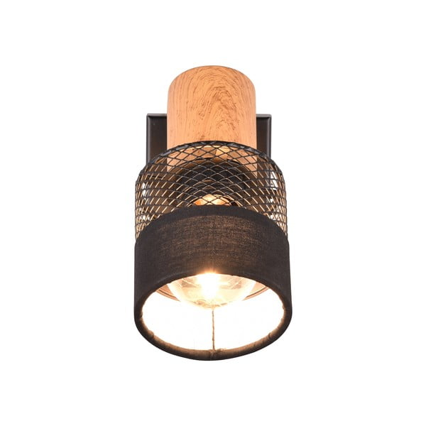 Melna/dabīga toņa sienas lampa ø 7 cm Nandini – Trio-image-2