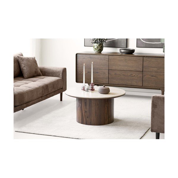 Tumši brūna kumode ar ozolkoka imitāciju 180x75x45 cm Darwin – House Nordic-image-4