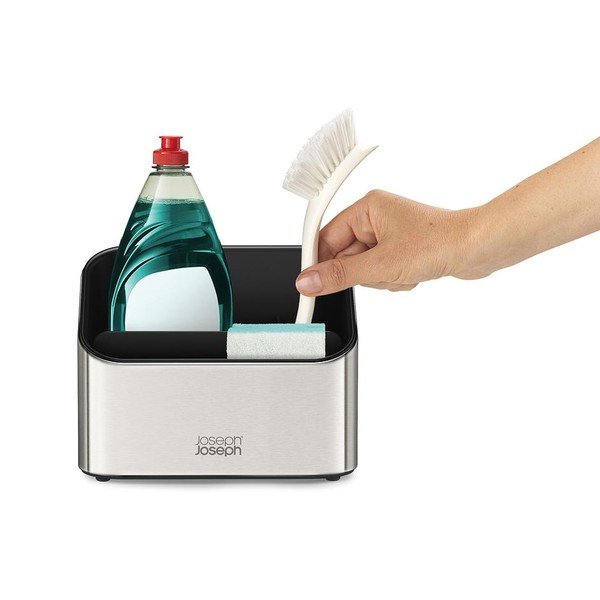 Spīdīgas sudraba krāsas metāla mazgāšanas līdzekļu turētājs Surface – Joseph Joseph-image-4