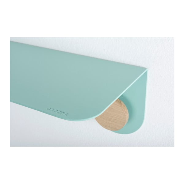 Sienas plaukts no zaļa tērauda ar ozolkoka detaļām un 2 āķiem Gazzda, garums 70 cm-image-3