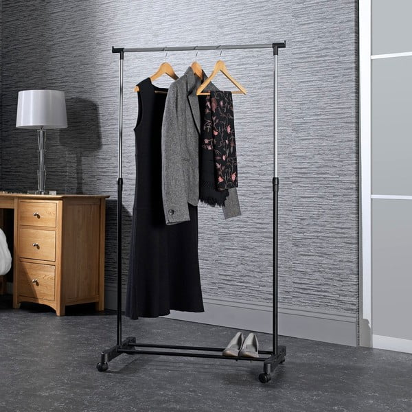 Melns metāla drēbju pakaramais statīvs 85x94x48 cm – Addis-image-1