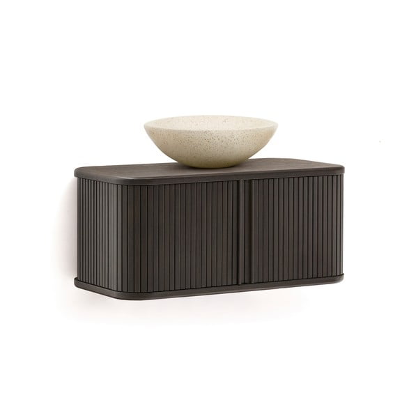 Tumši brūns piekarams skapītis zem izlietnes ar oškoka imitāciju 90x40 cm Mailen – Kave Home-image-3